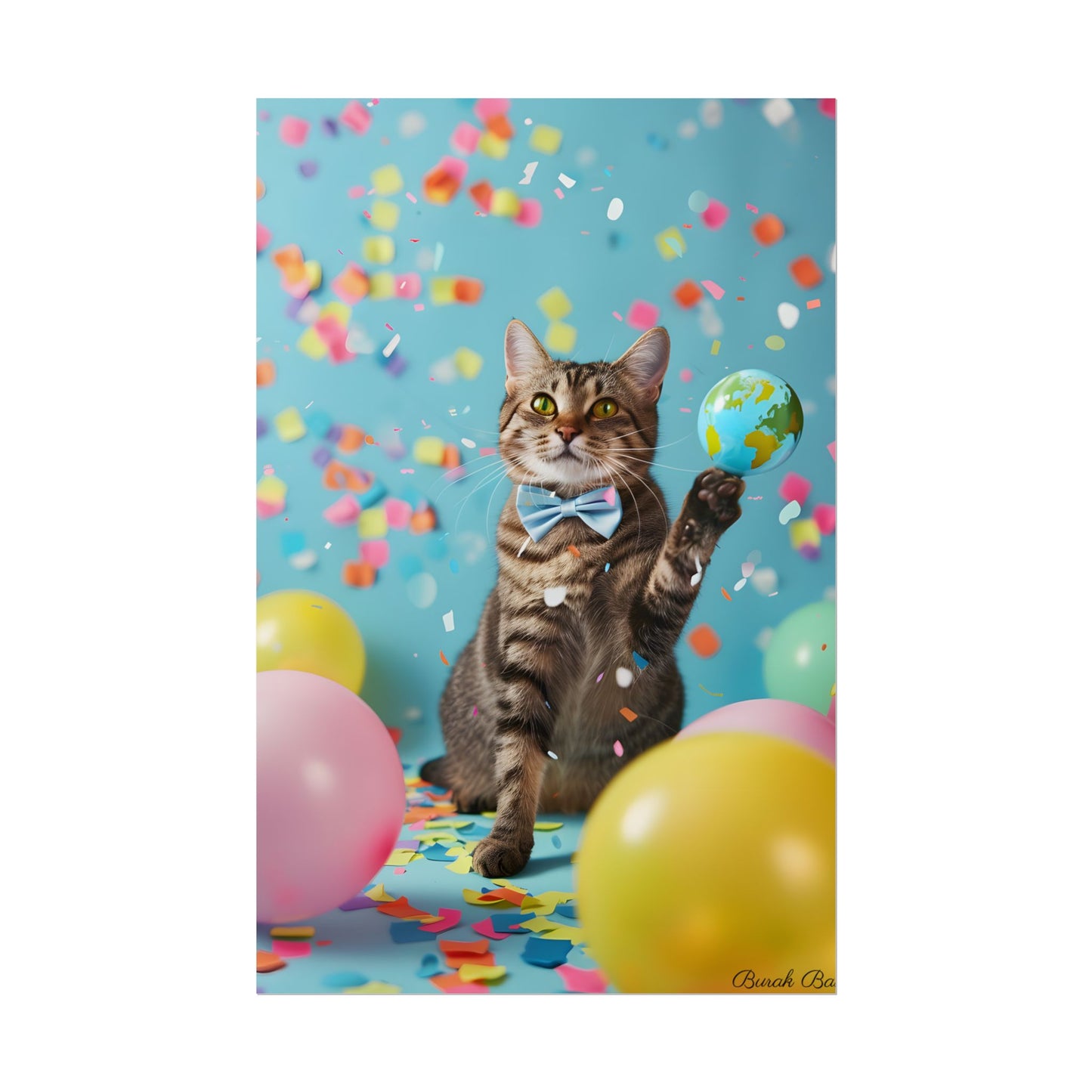 Whimsical Cat in Bow Tie: Close-Up Art Print - Poster