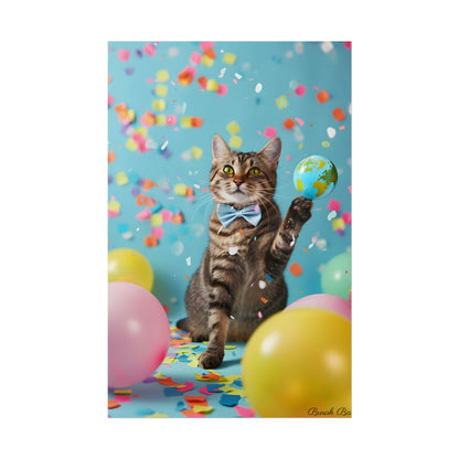 Whimsical Cat in Bow Tie: Close-Up Art Print - Poster