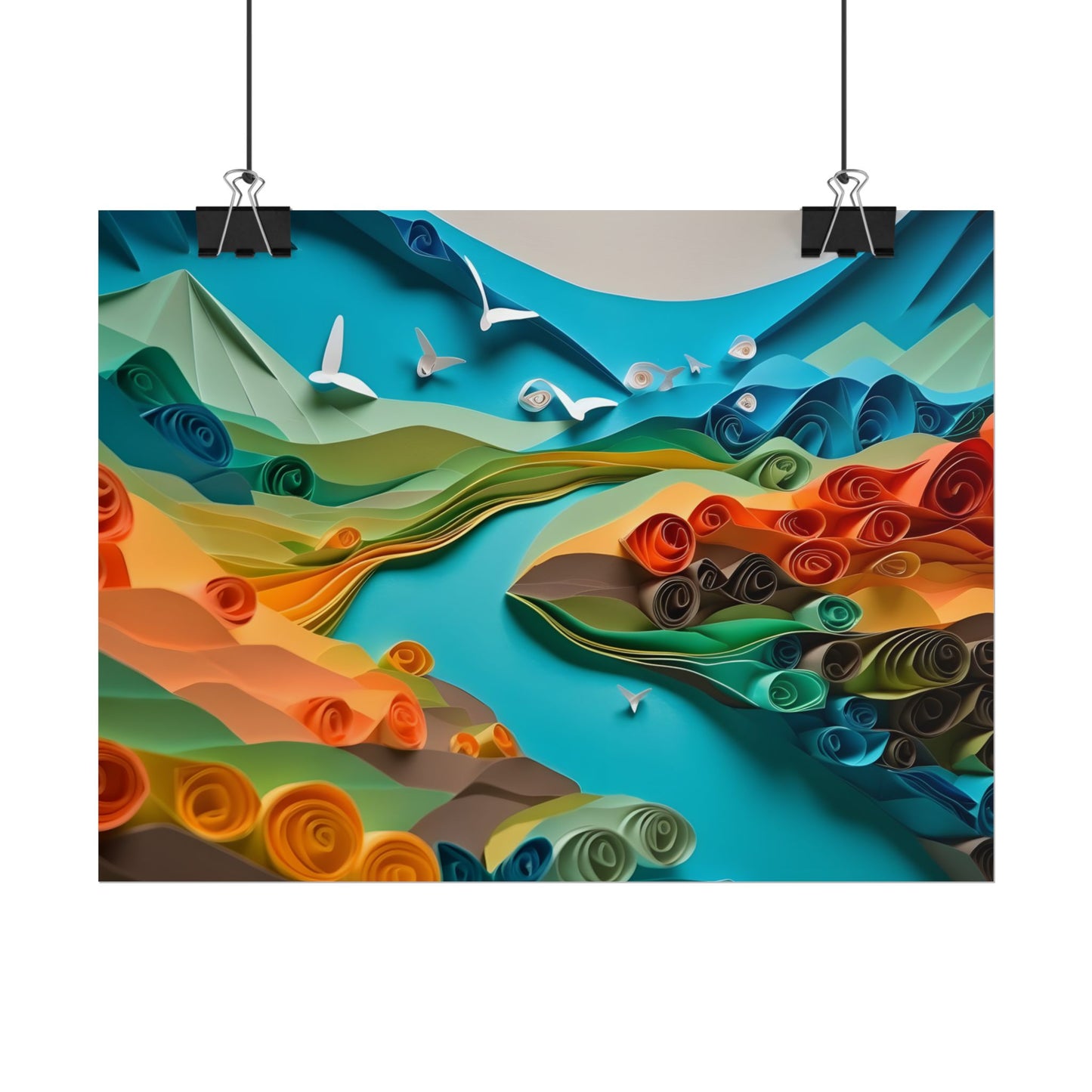 Magical Beach Paradise: Peaceful Paper Quilling Art - Poster