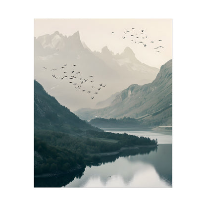 Serene Mountain Lake: A Peaceful Nature Artwork - Poster