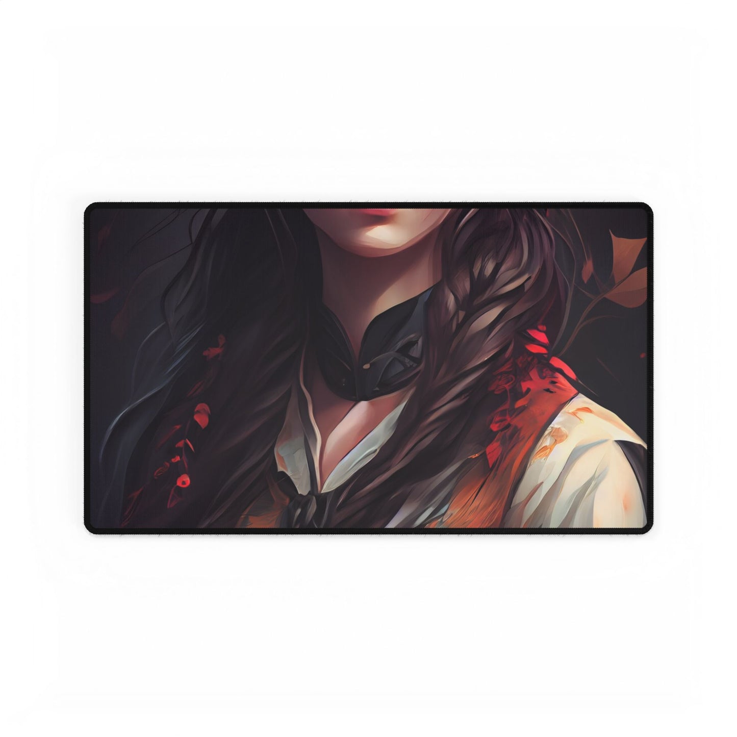 Vibrant Portrait: Brown Hair, Green Eyes Artwork - Desk Mat