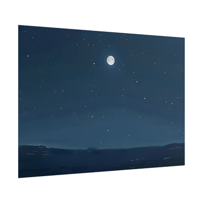 Starry Night Sky: Minimalist Beauty in Blue - Poster