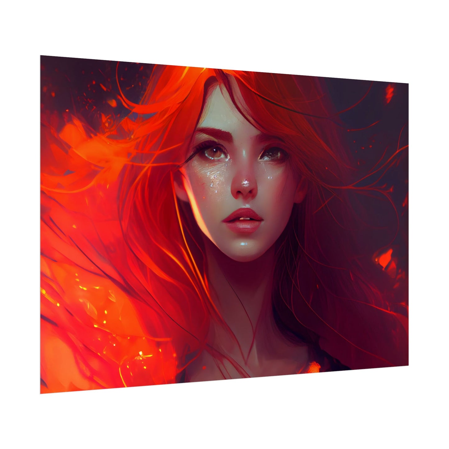 Glowing Female Portrait: Close-Up Artwork - Poster