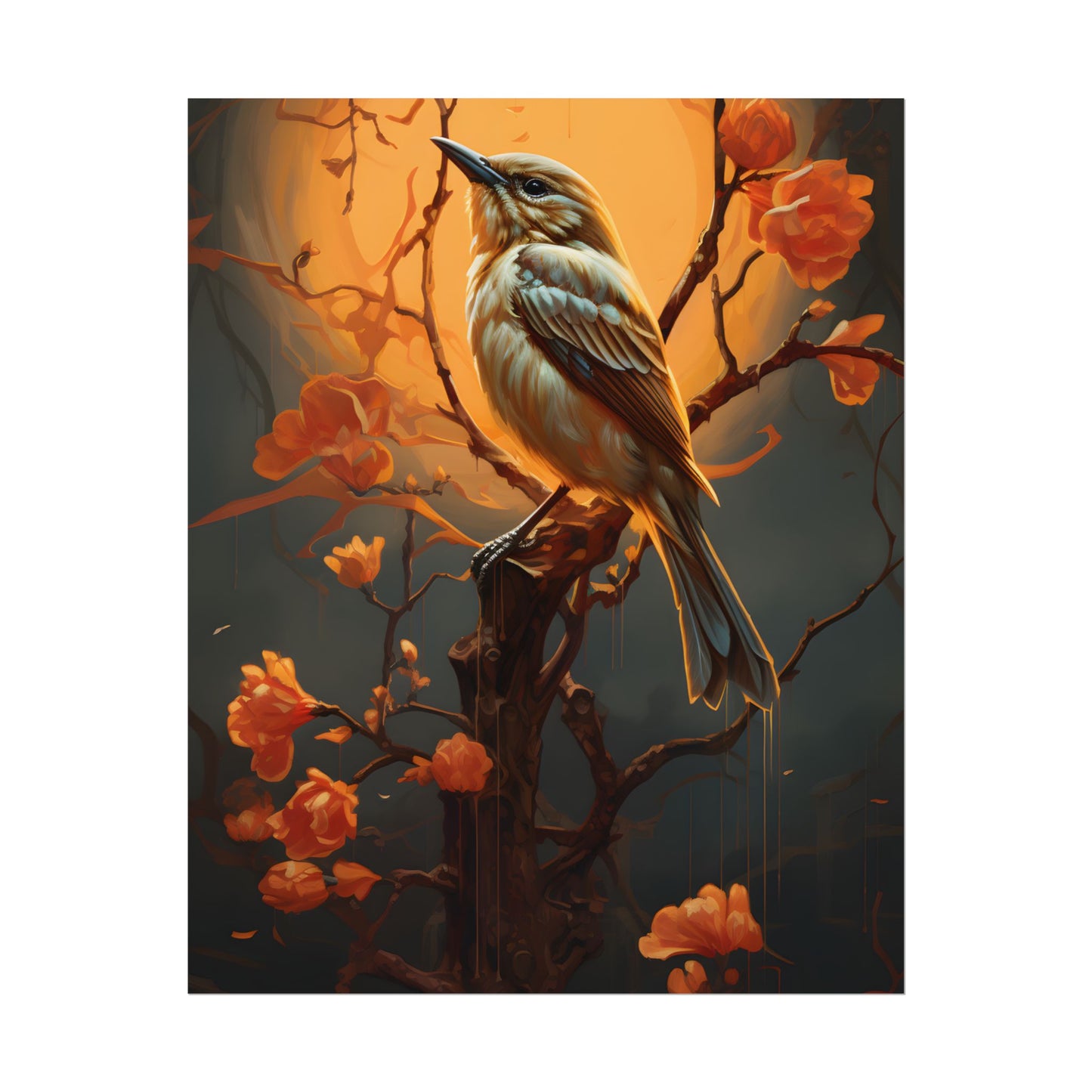 Enigmatic Songbird Guardian: Urban Artwork - Poster