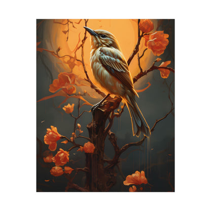 Enigmatic Songbird Guardian: Urban Artwork - Poster