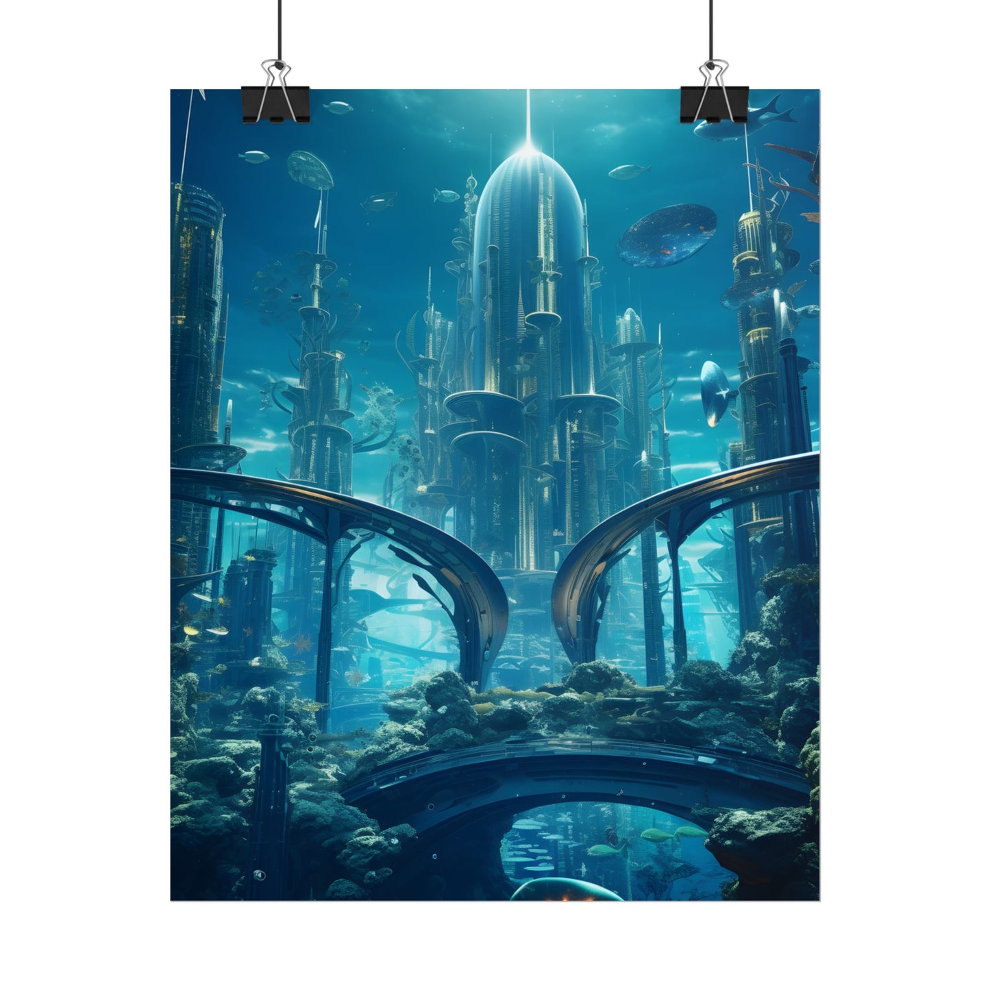 Underwater City of the Future: Sleek Modern Architecture - Poster