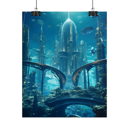 Underwater City of the Future: Sleek Modern Architecture - Poster