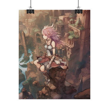 Dramatic Anime Feather: Detailed Urban Artwork - Poster