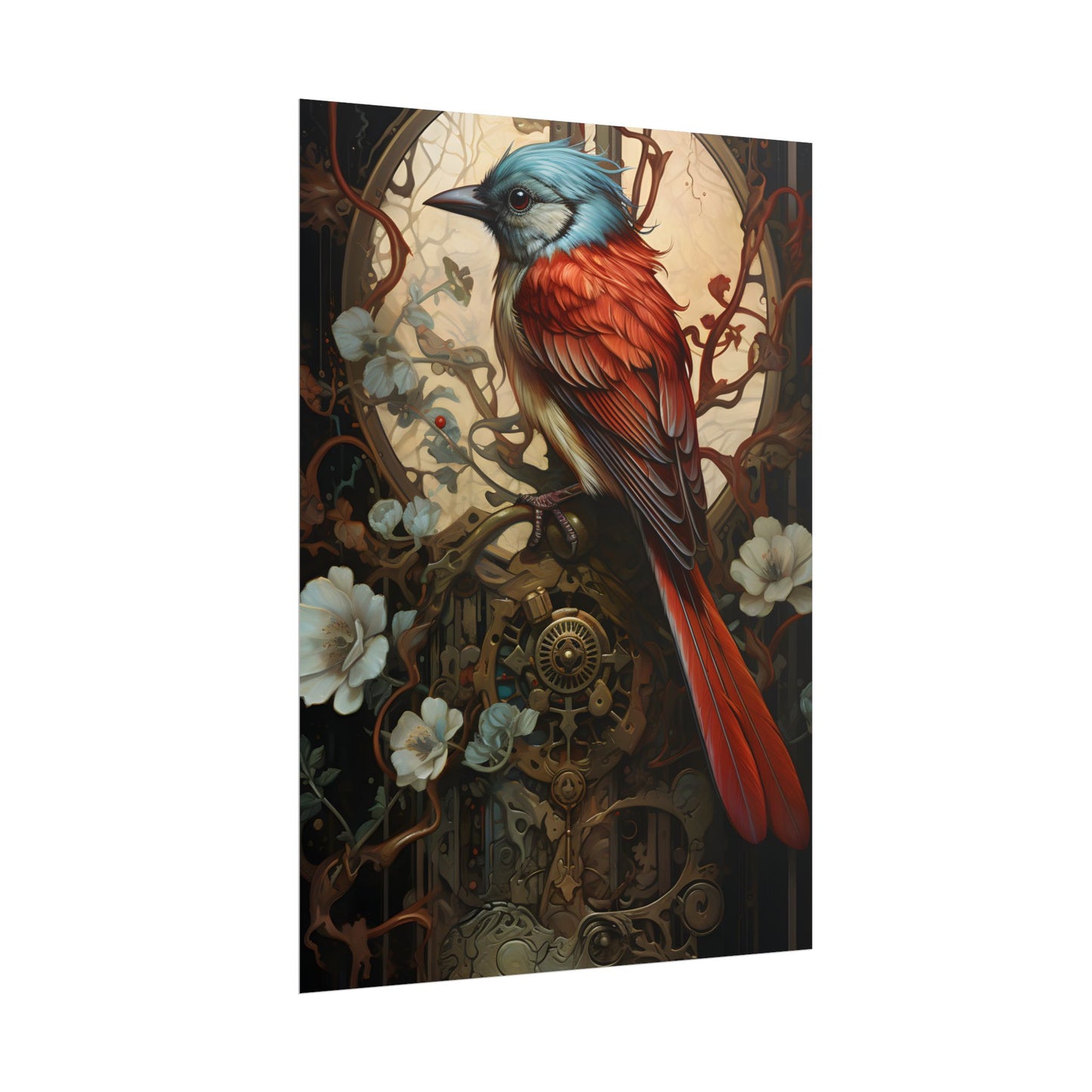 Mystical Songbird Guardian Amulet: Symbolic Artwork - Poster