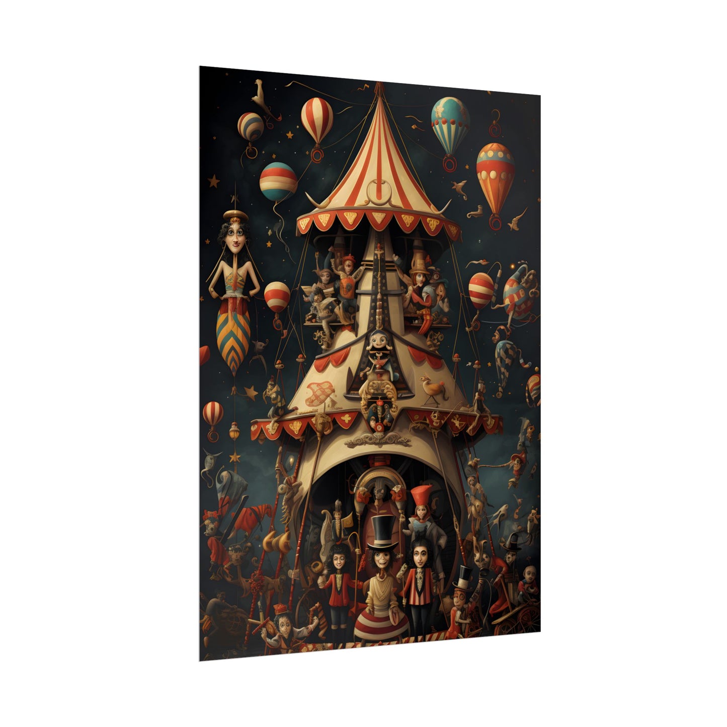 Whimsical Clockwork Circus: Fantastical Artwork in Vibrant Colors - Poster