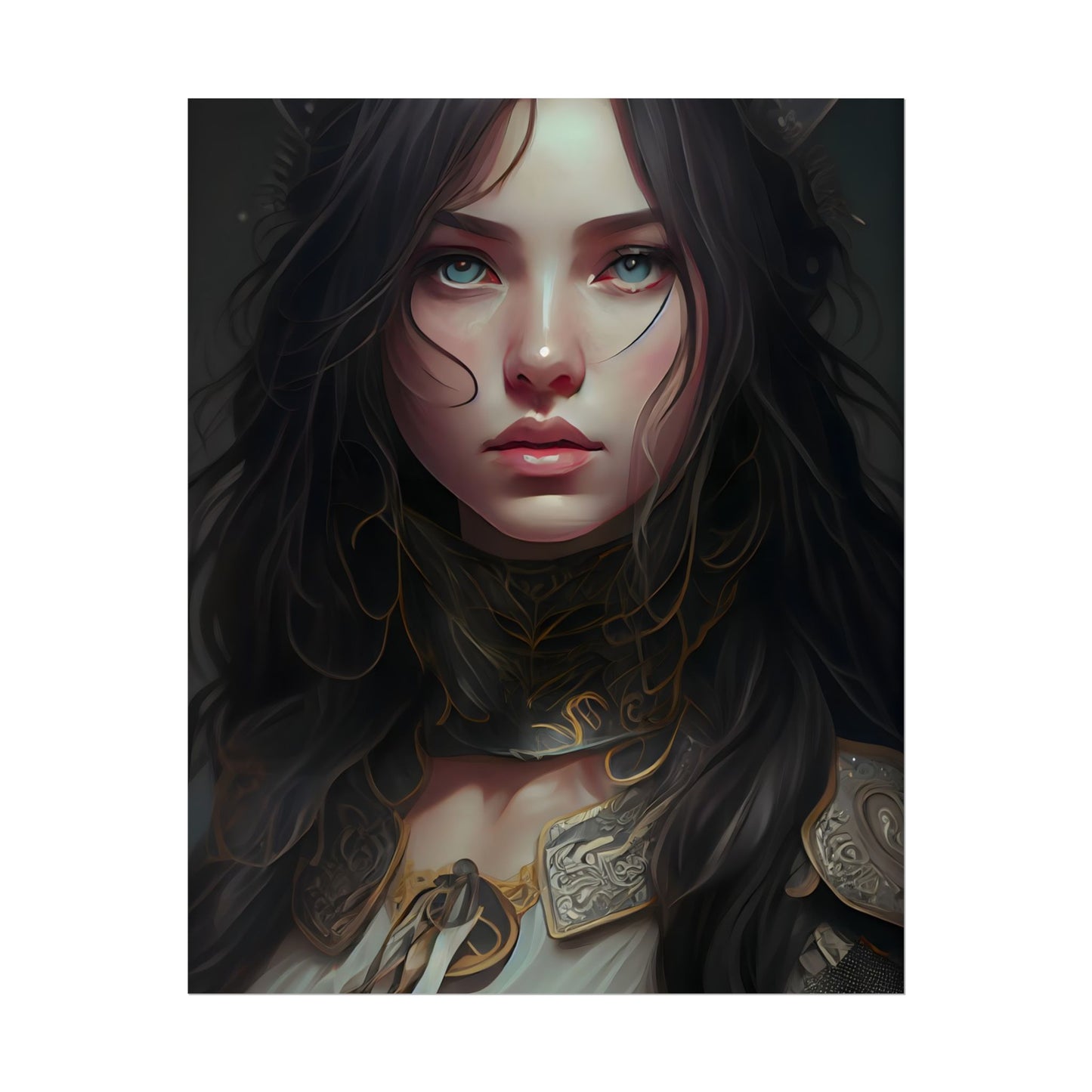 Vibrant Red Portrait: Dynamic Female Artwork - Poster
