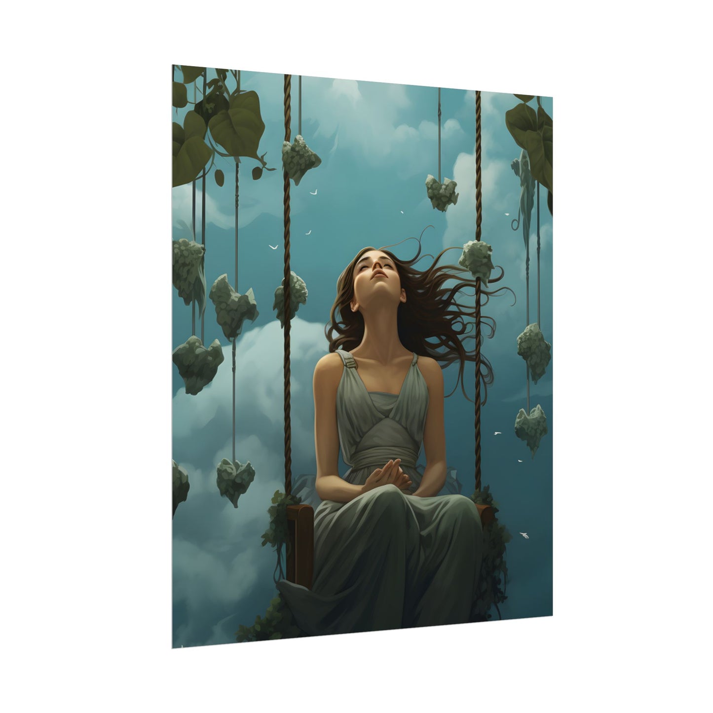 Person at Desk with Laptop: Digital Artwork - Poster