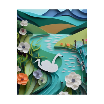 Vibrant Paper Quilling Island: A Beautiful Tropical Landscape - Poster