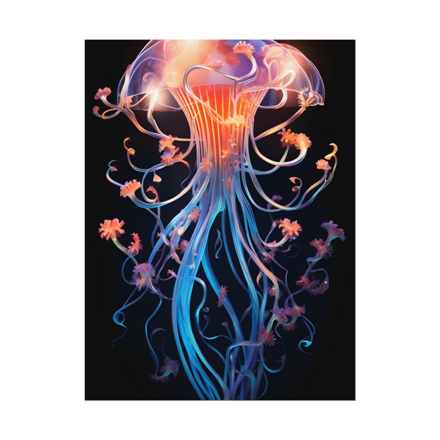 Bioluminescent Oceanic Ballet: Elegantly Poised Dancer in Underwater Performance - Poster