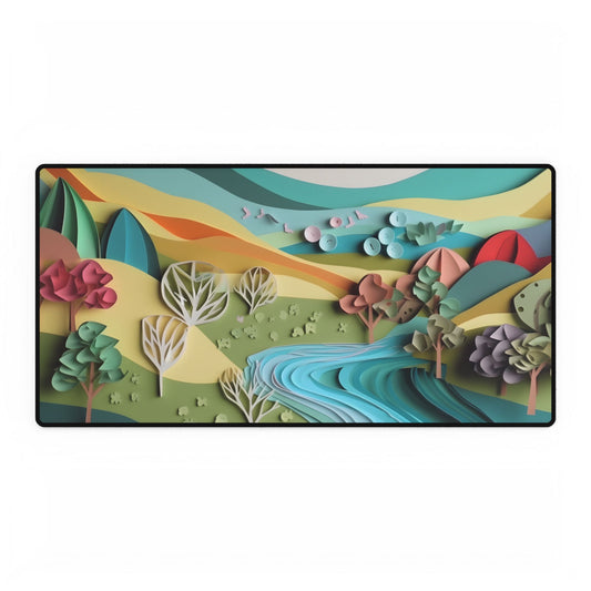 Vibrant Beach Landscape: Peaceful Digital Artwork - Desk Mat
