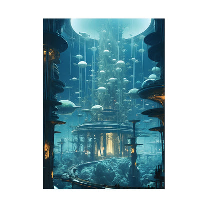Underwater City of Tomorrow: Futuristic Urban Landscape Art - Poster
