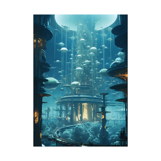 Underwater City of Tomorrow: Futuristic Urban Landscape Art - Poster
