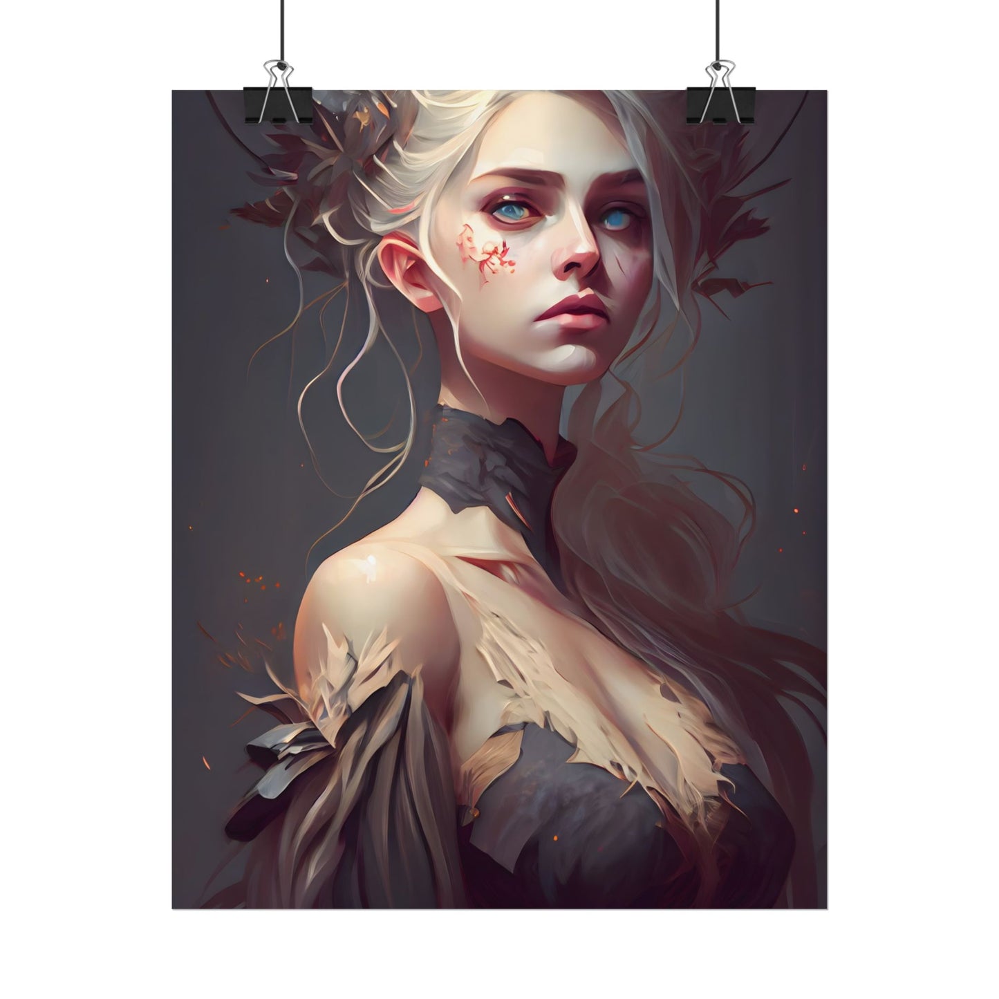 Elegant Blonde Portrait: Outdoor Woman in Dress - Poster