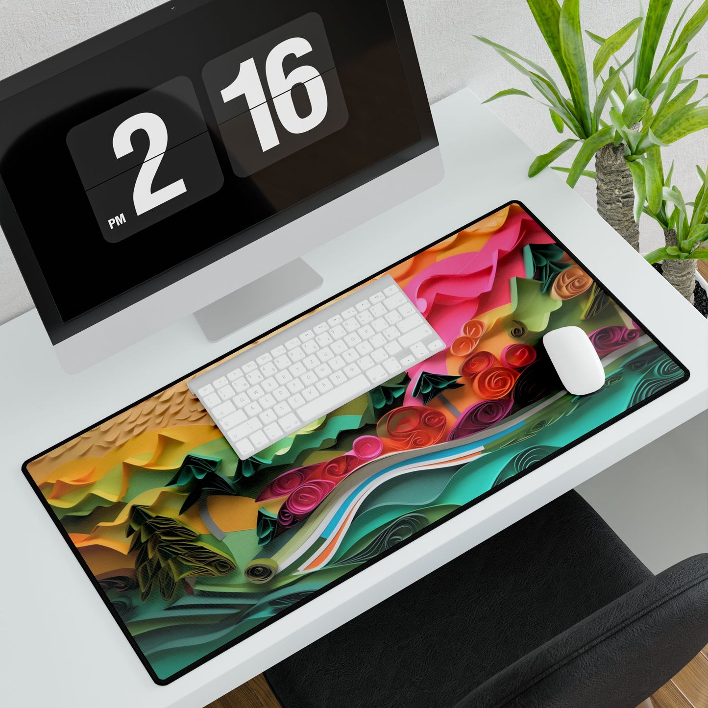 Magical Beach Landscape: Paper Quilling Art Piece - Desk Mat
