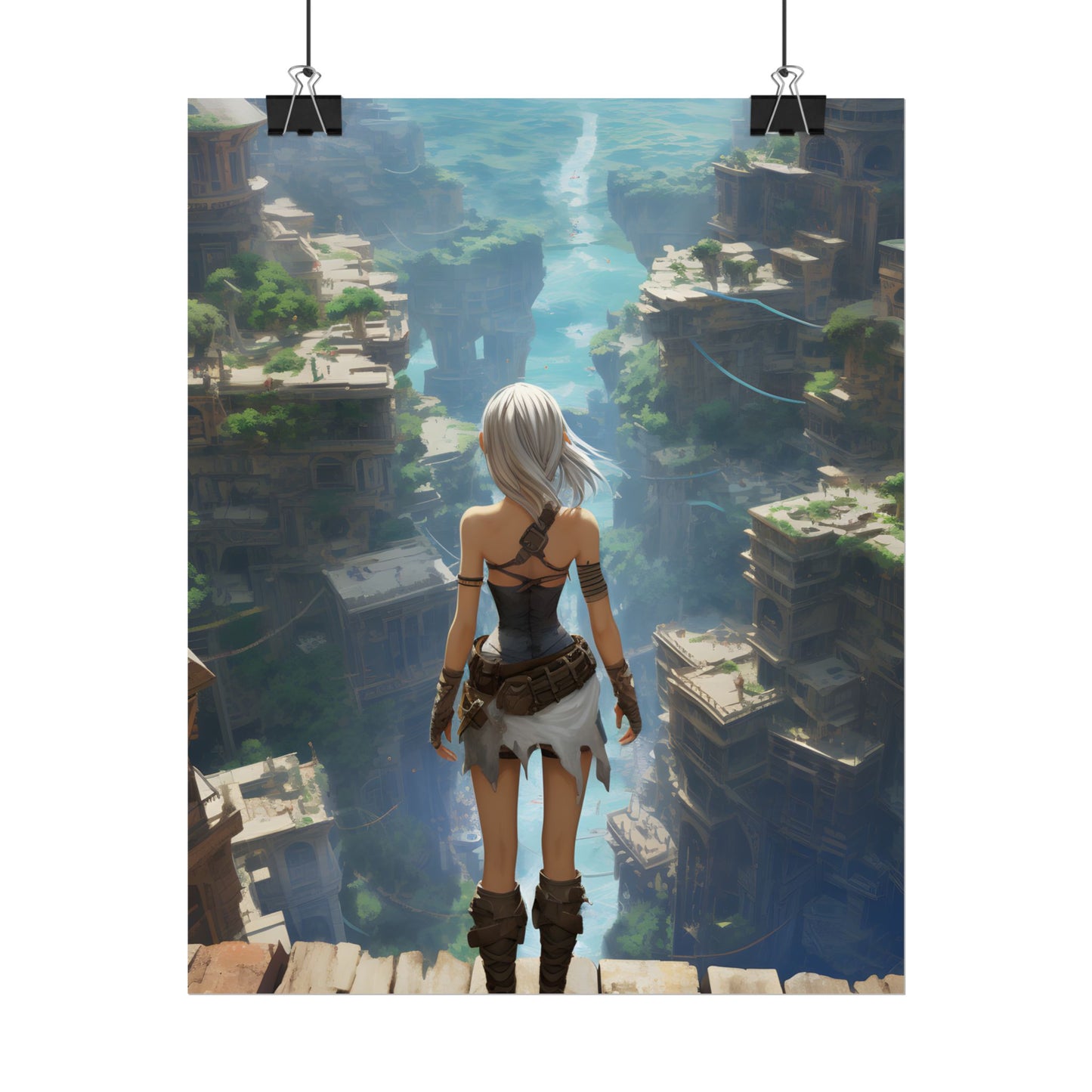 Dramatic Anime Female: Dynamic Birds Eye View Artwork - Poster