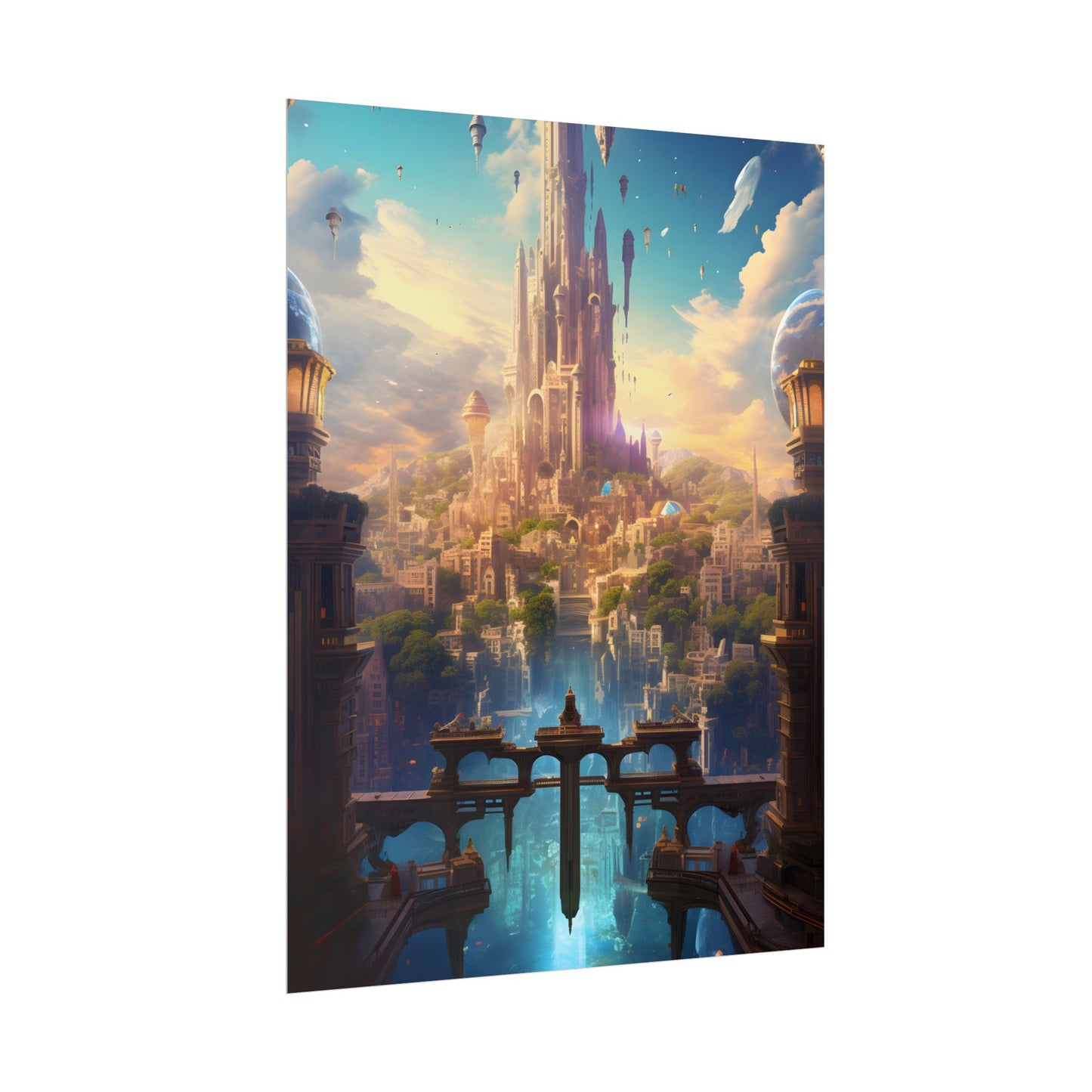Floating Columbia: Breathtaking Serene Cityscape Artwork - Poster