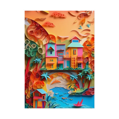 Eye-Catching Beach Paper Quilling: Quilled Landscape Artwork - Poster