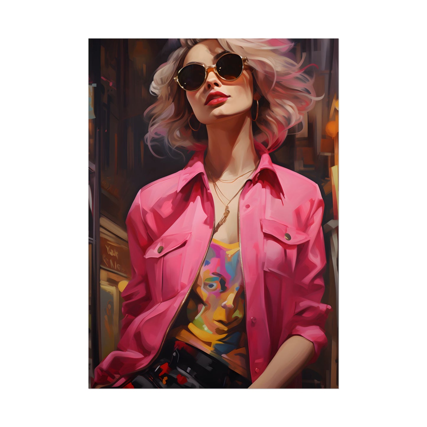 Urban Fashionista: City Chic Style Portrait - Poster