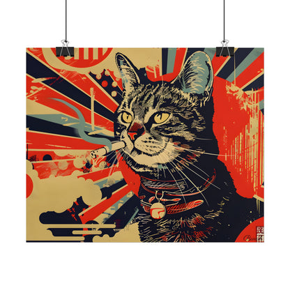 Whimsical Urban Wildlife: Cat Art in a Bolstered Setting - Poster