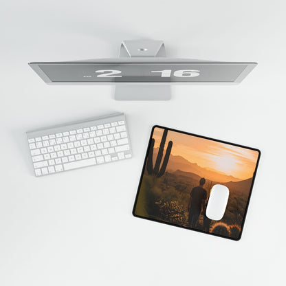 Serene Desert Sunset: Intimate Connection Digital Art - Desk Mat