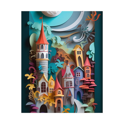 Eye-Catching European Landscape: Paper Quilling Artwork - Poster