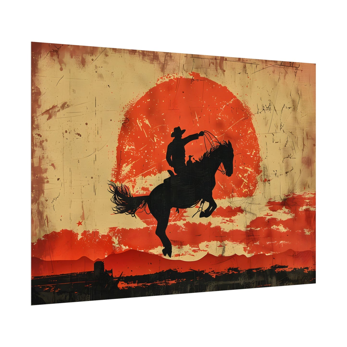 Vintage Rodeo Cowboy: Classic Bucking Bronco Art - Poster
