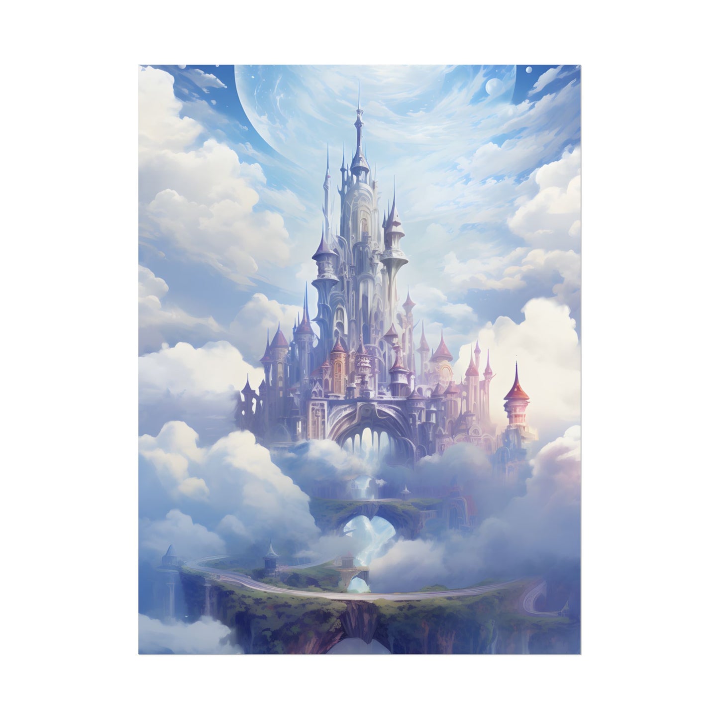 Floating Fantasy City: Celestial Digital Art - Poster