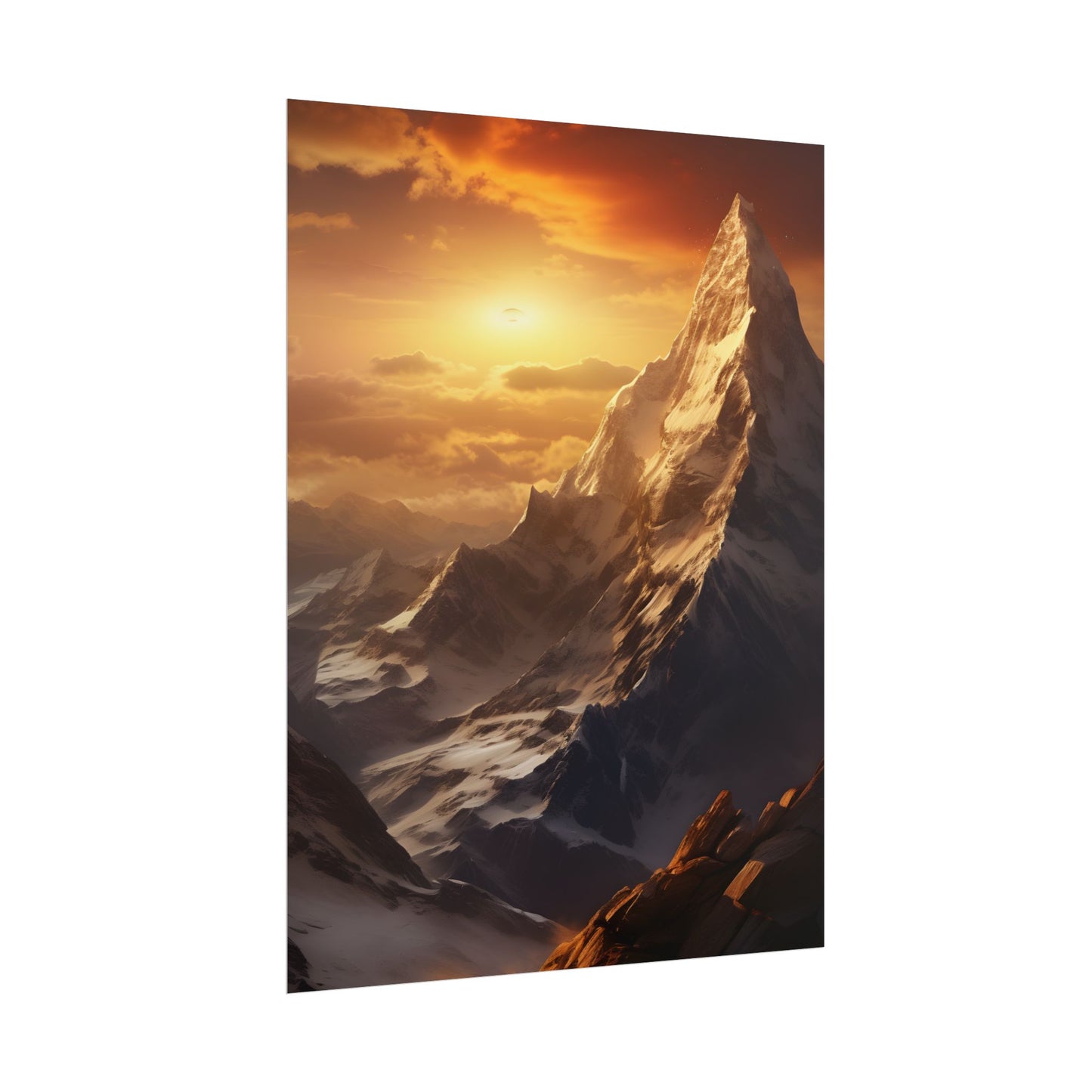 Majestic Mountain Summit: Epic Sunrise View - Nature Landscape Art - Poster