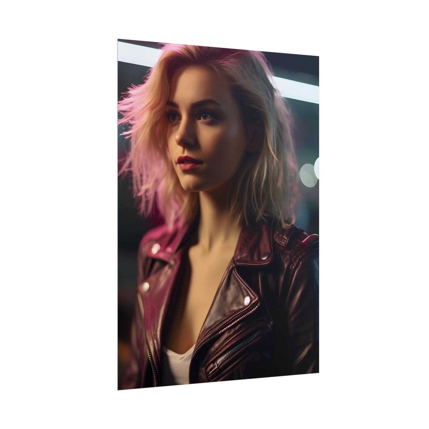 Cyberpunk Teen Close-Up: Digital Artwork - Poster