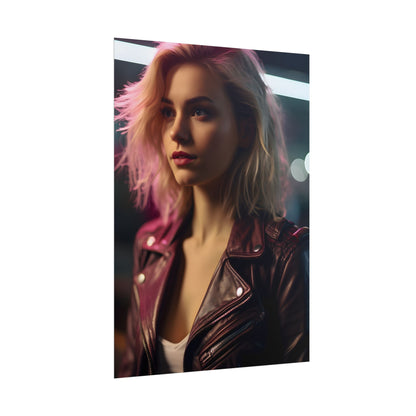 Cyberpunk Teen Close-Up: Digital Artwork - Poster