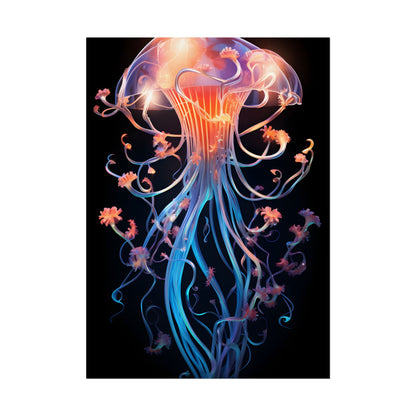 Bioluminescent Oceanic Ballet: Elegantly Poised Dancer in Underwater Performance - Poster