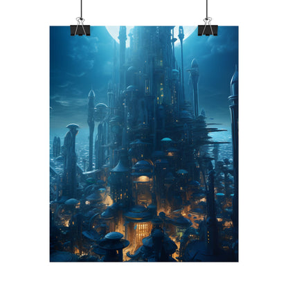 Underwater Futuristic Cityscape: Close Up Digital Artwork - Poster