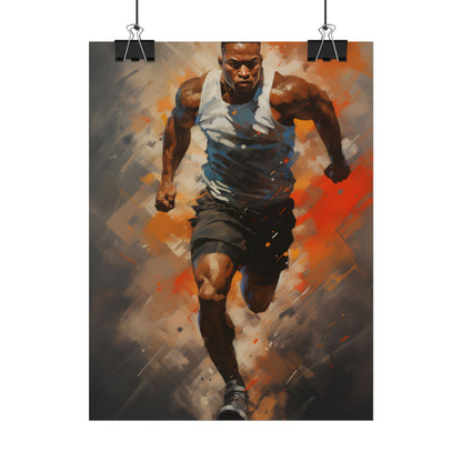 Passionate Athlete in Motion: Dynamic Portrait Artwork - Poster