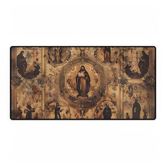 Vintage-Inspired Poster: A Biblical Scene's Gentle Hues - Desk Mat