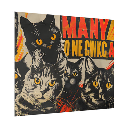 Red Cats in Soviet Motion: A Playful Poster Art - Poster