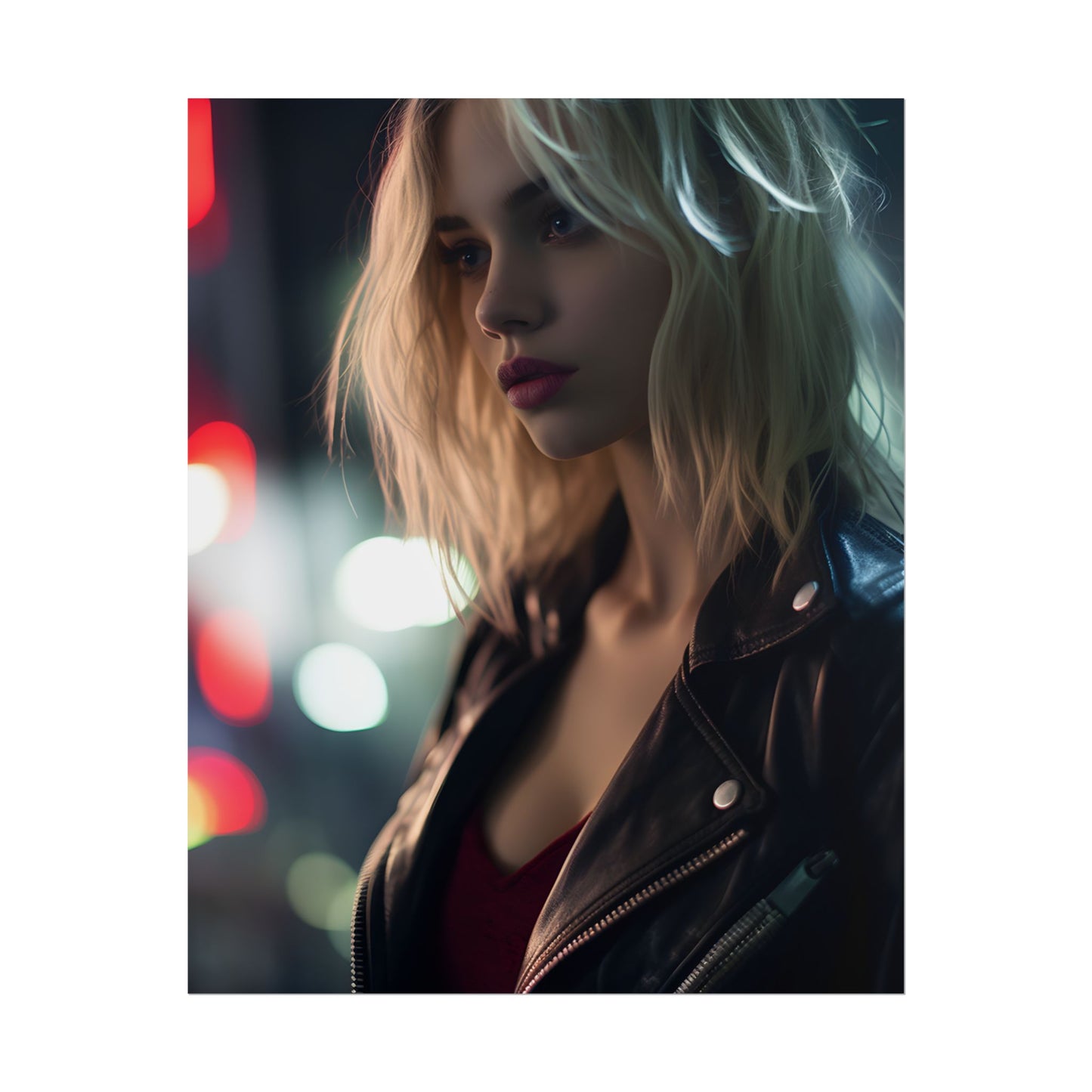 Cyberpunk Youth: Close-Up Portrait - Poster