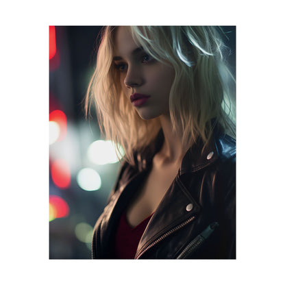 Cyberpunk Youth: Close-Up Portrait - Poster