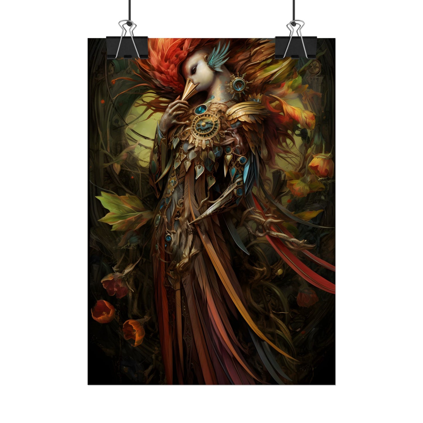 Grand Statue of a Majestic Bird in Serene Setting - Poster