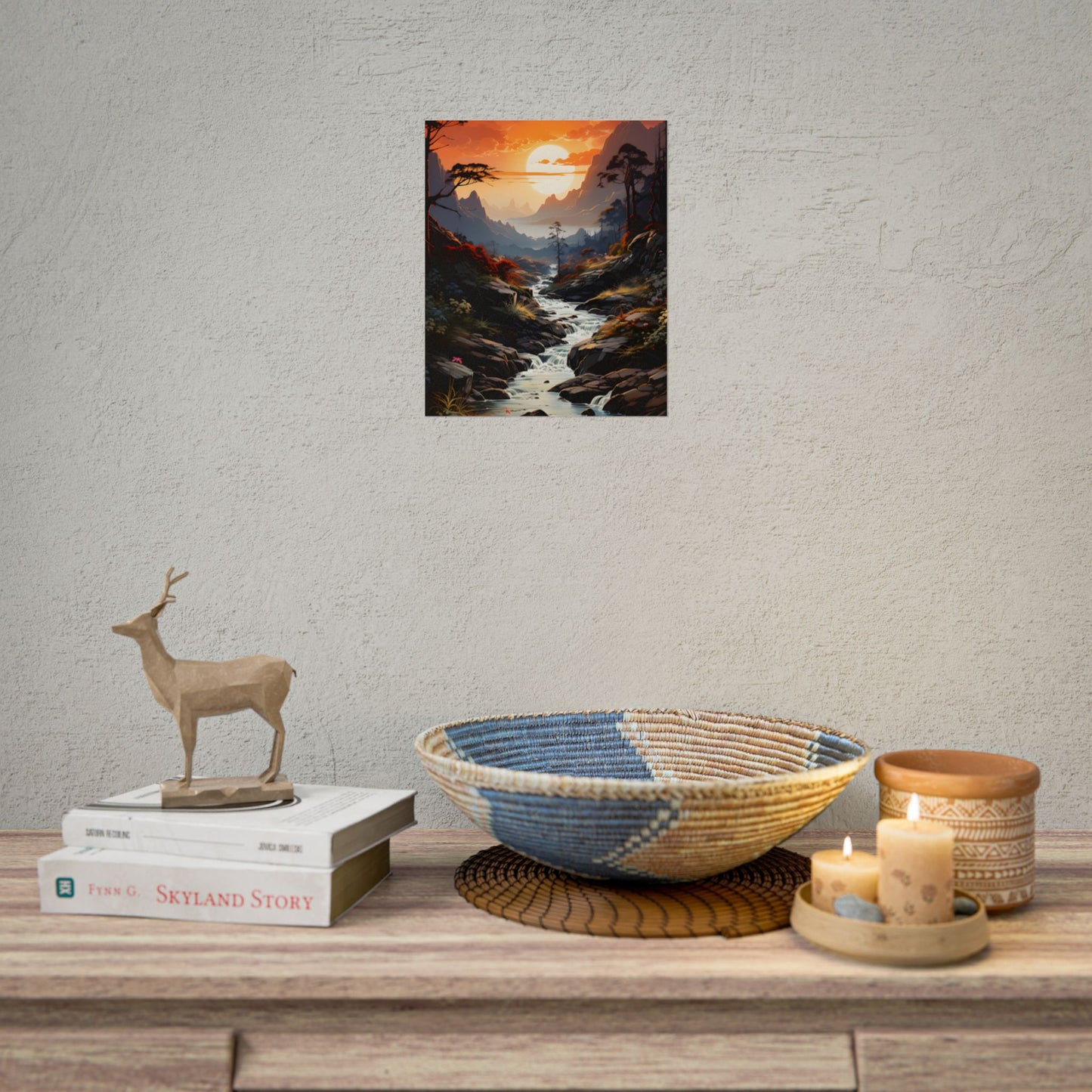 Breathtaking Waterfall: Vibrant Oil Painting Art - Poster