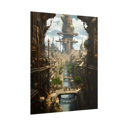 Steampunk Paris 1875: Vintage Cityscape Artwork - Poster