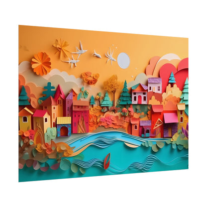 Epic Sunset Beach: Magical Paper Quilling Artwork - Poster