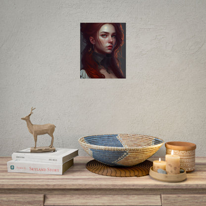 Formal Redhead Portrait: Nature-Themed Artwork in Green and Blue - Poster