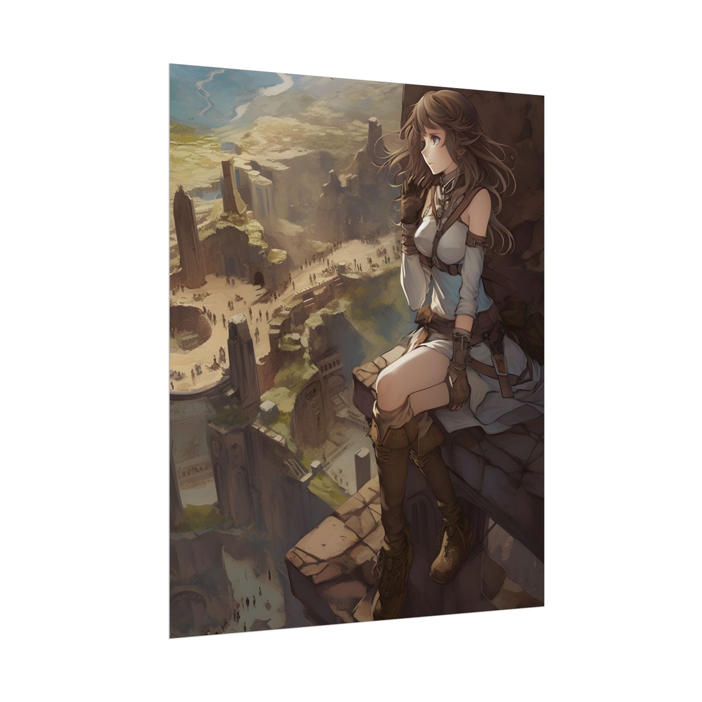 Heroic Bird's Eye View: A Detailed Anime Scene - Poster