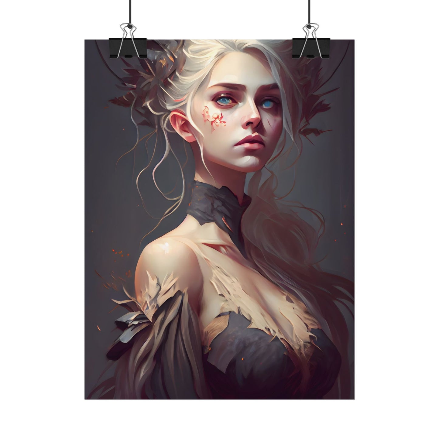 Elegant Blonde Portrait: Outdoor Woman in Dress - Poster