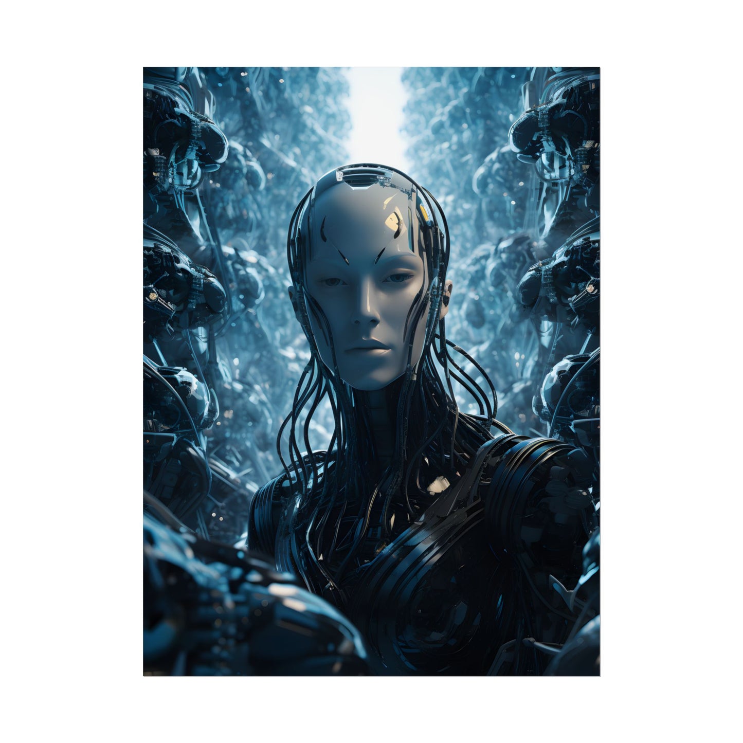 Robot Orchestra Symphony: Futuristic City Digital Art - Poster
